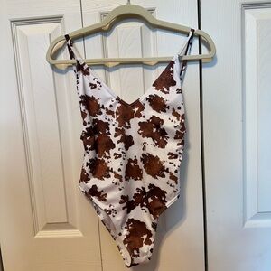ASOS Brown and White One Piece Swimsuit